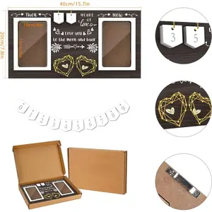 Then & Now Anniversary Picture Frame - 1-99 Years Anniversary Wedding Gift for Couple, Engagement Bridal Shower Gifts for Couples Wood Photo Frame Holds 2 4x6 Inches Photos