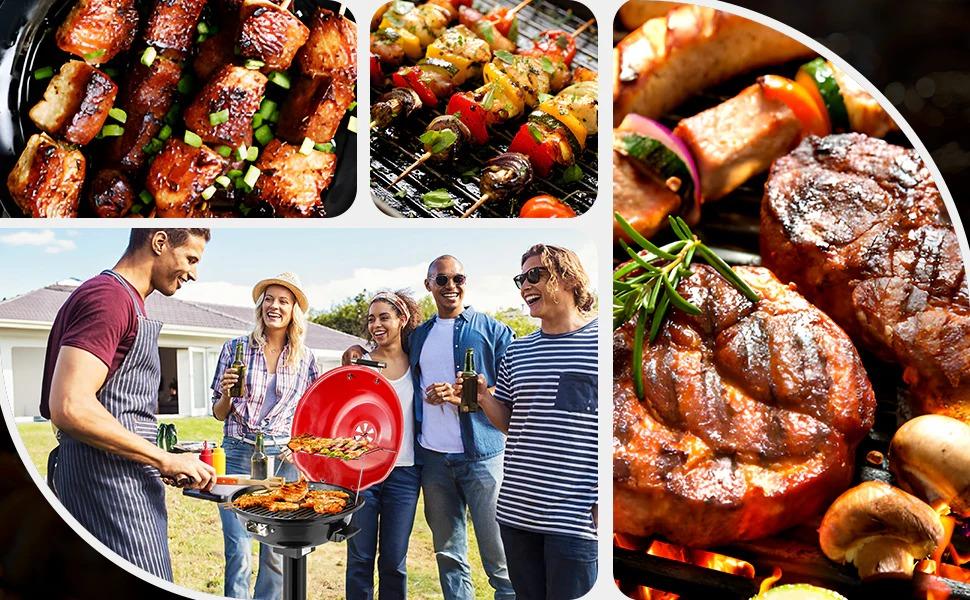 [TOP RATED - FLASH SALE] ROVSUN 1600W Vertical Electric Grill with Cover Red