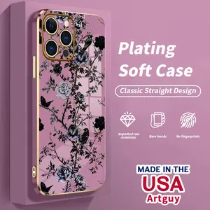 Compatible with iPhone 16 15 Pro Max Plus 14 13 12 11 X XR Shadow Forest Peony Rugged Durable shockproof Anti-Scratch soft Silicone case