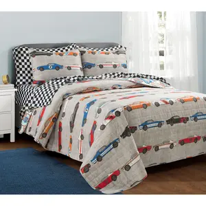 Lush Decor Race Cars Soft Reversible 5pc Twin Qilt Set