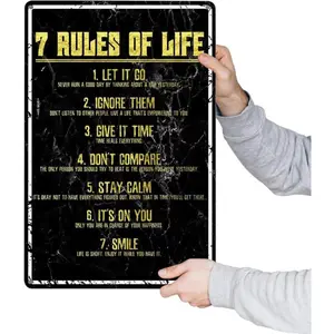 High School Classroom Signs decor-7 Rules of Life Inspirational Signs for Classroom High School Home Office Desk Wall Art Decor 8x12inch