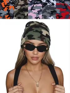 Trendy Camouflage Knit Beanie Hat, Unisex Street Style Fitted Cap for Fall & Winter, Must-Have Fashion Accessory Knitted Hat