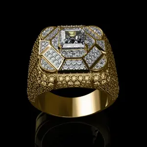 Men's Ring - 1 Piece New Creative Luxury Bold Style, Inlaid With Sparkling Synthetic Zircon, Perfect Holiday Gift For Husband & Father