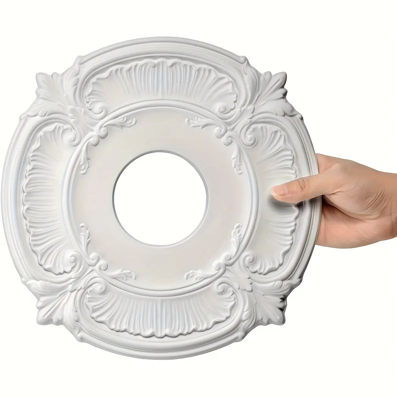 1pc Modern White Plastic Ceiling Mold, 13" Outer Diameter X 3. 5" Inner Diameter, Elegant Swirling Design for Home Lighting And Decor, Ceiling Decor, Ceiling Medallion, Decorative Ceiling Piece, Detailed Craftsmanship