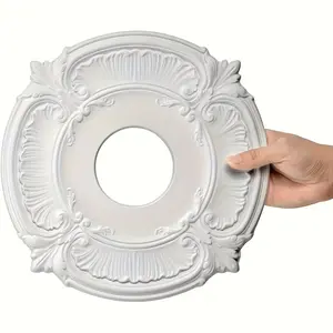 1pc Modern White Plastic Ceiling Mold, 13" Outer Diameter X 3. 5" Inner Diameter, Elegant Swirling Design for Home Lighting And Decor, Ceiling Decor, Ceiling Medallion, Decorative Ceiling Piece, Detailed Craftsmanship