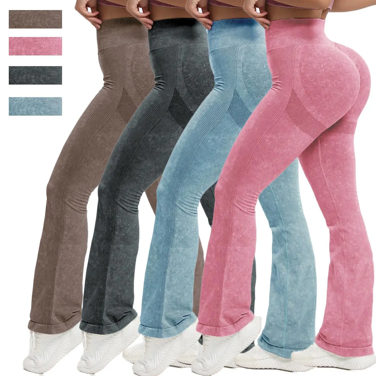 Women's Seamless Nylon Criss Cross Waist Flare Leggings - Quick Dry, Butt-Lifting Sports Bottoms for Gym & Casual Wear, Yoga, Workout Equipment, Gym/Yoga, Athletic Pants