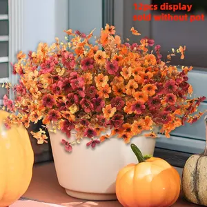Artificial Flowers Set of 12 for Autumn Decoration, Lifelike Shape, No Maintenance, Garden, Balcony, Halloween, Harvest Festival, Thanksgiving