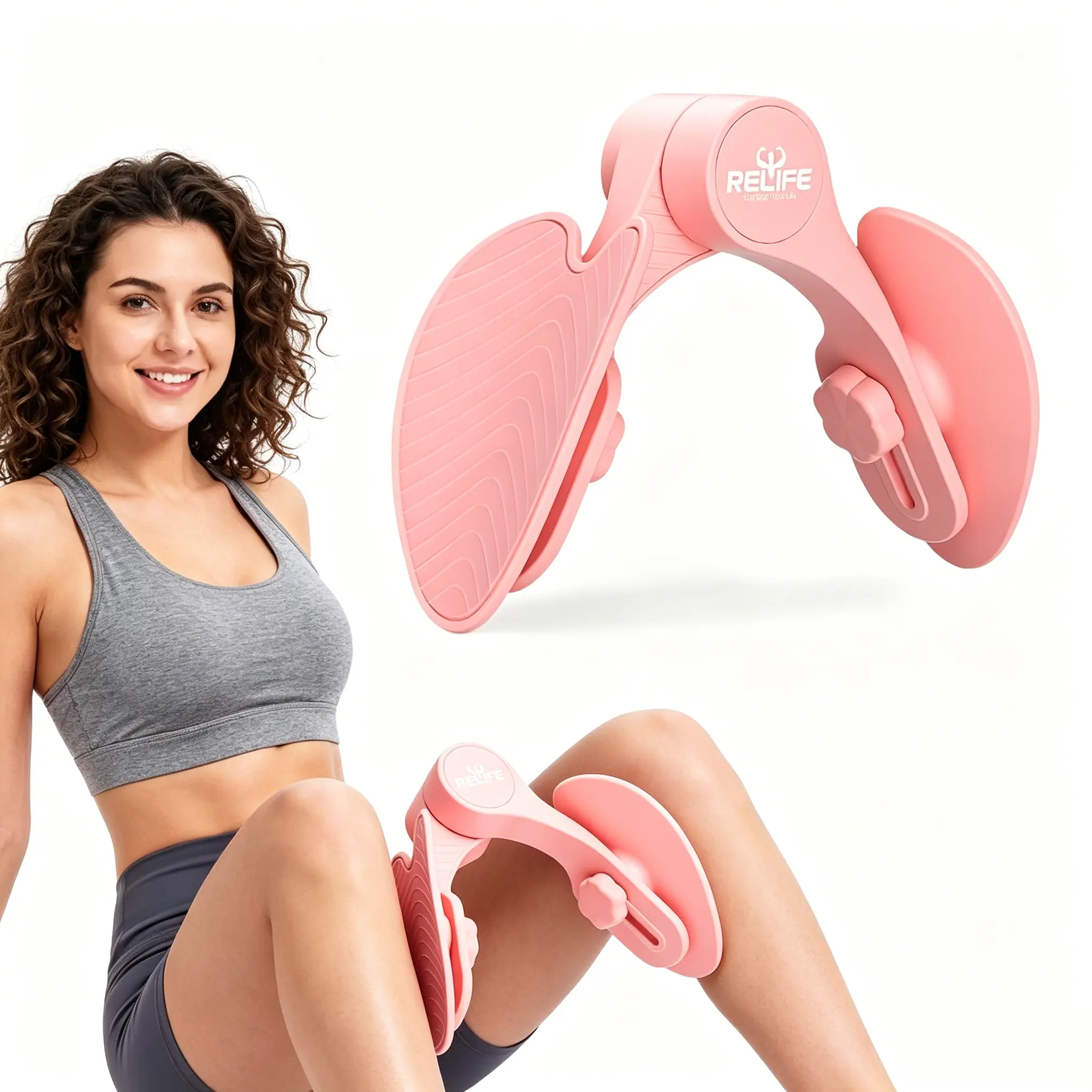 RELIFE Thigh Exerciser, Compact Spring Hip & Leg Training Equipment with 360° Rotating Non-Slip Panels for Home Workouts