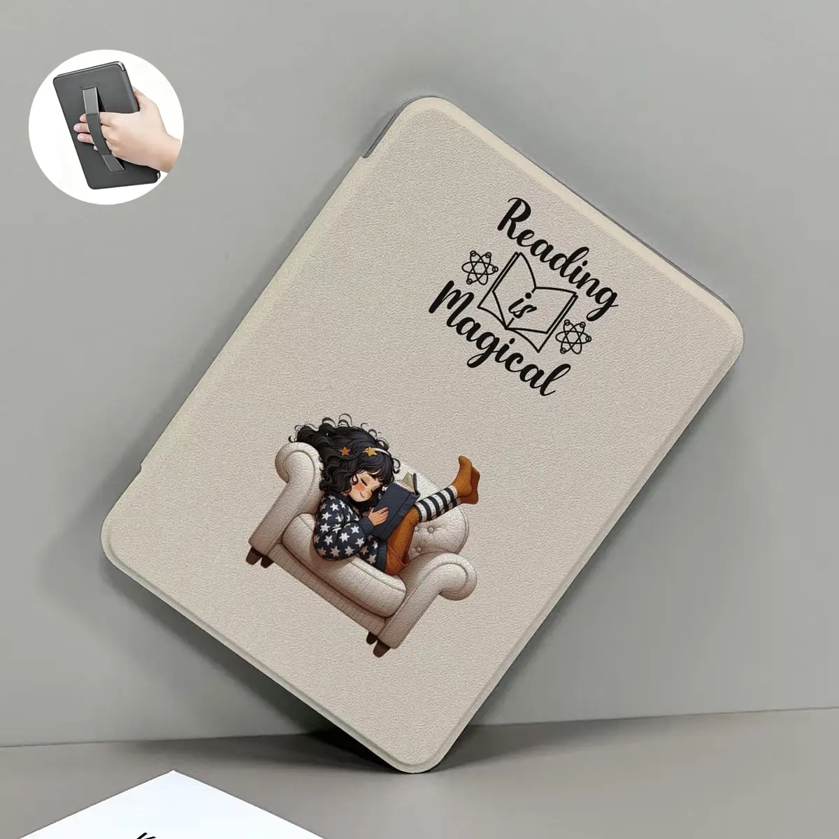 Personalize Reading Tablet Cases with Hand Strap Kindle Case for 6" / 6.8" / 7" Kindle – PU Leather Cover with Auto Wake/Sleep Clear Back #DealsforYouDays