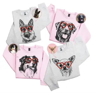 Custom Valentine Heart Glasses T-Shirt or Sweatshirt from Your Photo DTG Printed | Personalized Pet Photos