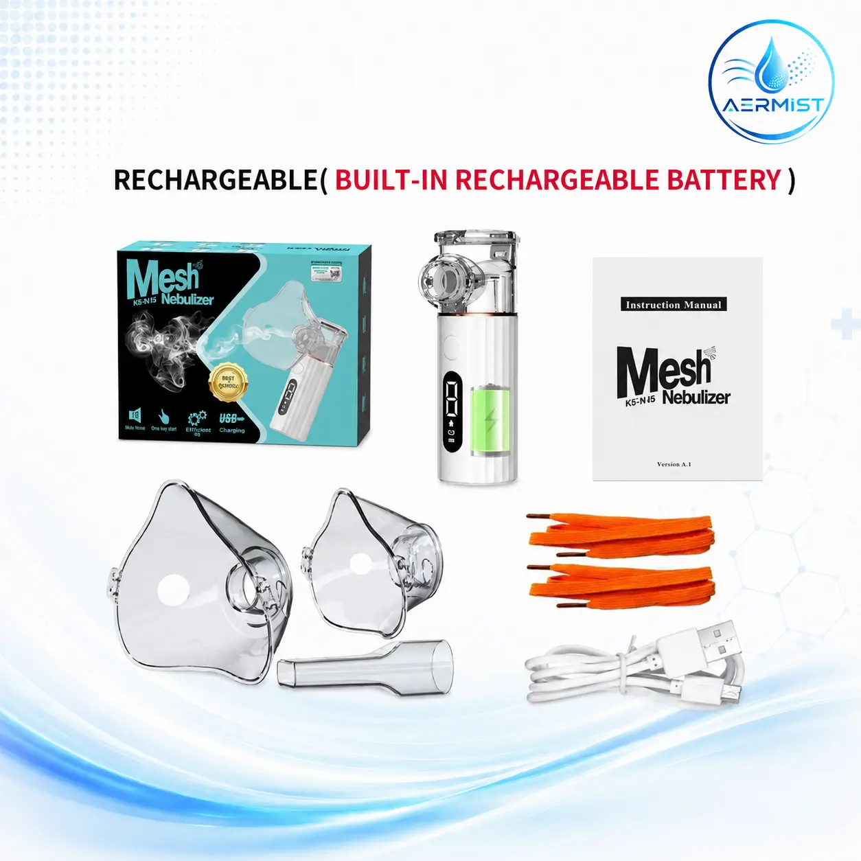 Portable Mesh Nebulizer, Quiet & Hydrating Ultrasonic Device with LED Display - USB Rechargeable Travel Size for Adults & Kids Home Relief, Usb Rechargeable Nebulizer, Usb Plug-In