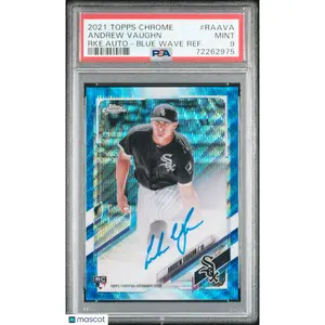 Andrew Vaughn 2021 Topps Chrome #RAAVA-RKE. Auto Blue Wave Ref PSA 9 60/150