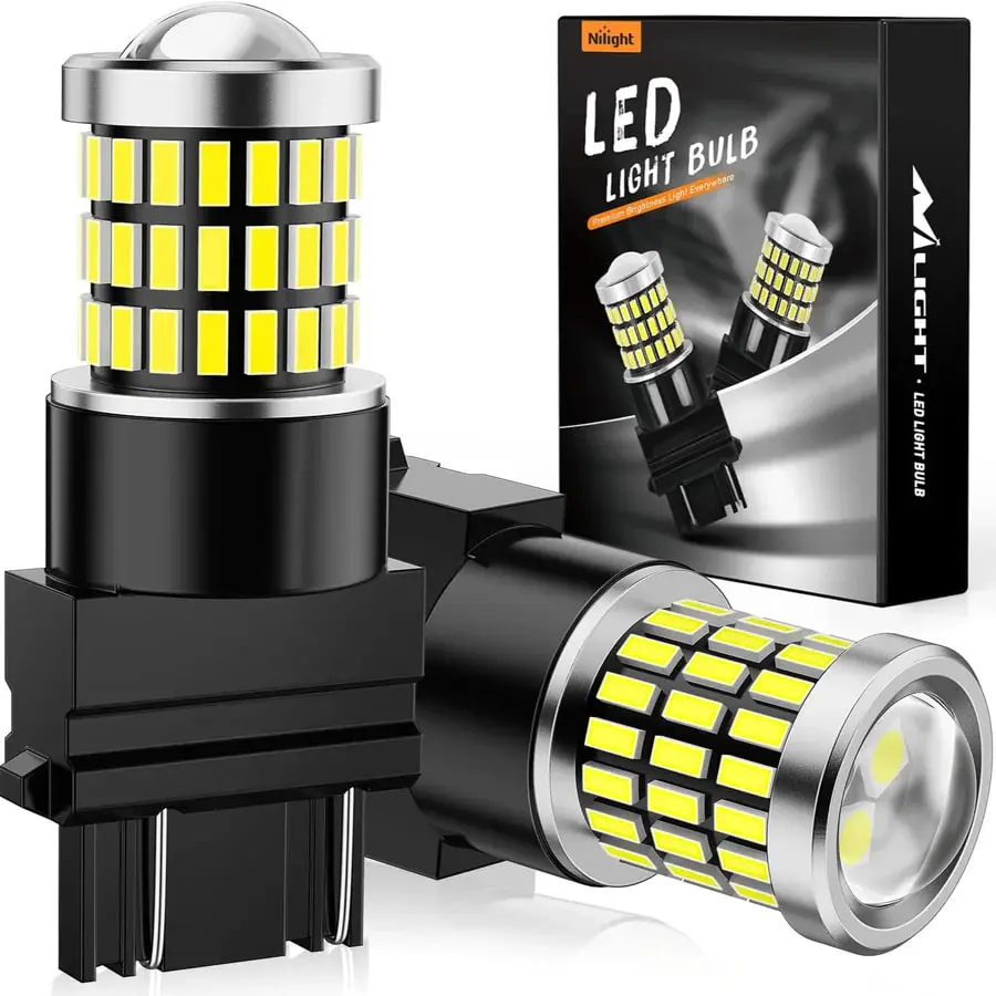 Nilight 57LEDs 6100K Cool White 3156 3056 4157 3057 3157 LED Bulbs (Pairs) Super Bright Waterproof Headlight t10, Led Lights, Pair Pack