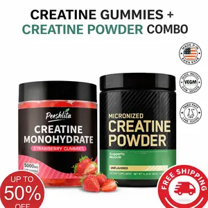 Creatine Gummies + Creatine Powder Combo | 5000mg Gummies + 5g Micronized Creatine | Strength, Energy & Muscle Recovery Stack