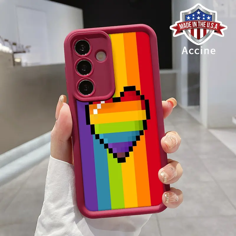 Durable Cellphone Casing & Accessories Bundle: Rainbow Heart Fashion Gift for Samsung S25 Ultra Plus, S24, S23, S22 Ultra Plus, Pixel - Shockproof Silicone TPU Bumper, Drop Protection Soft Cover, Screen Protector