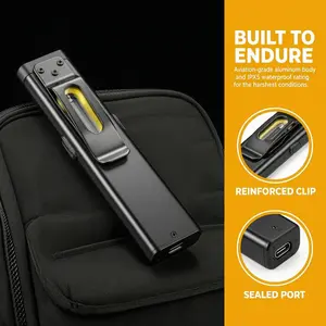 Portable Magnetic LED Clip‑On Work Light, USB Rechargeable Pocket Flashlight, Multifunctional Hat Clip Lamp for Car Repair Camping Outdoor Emergency Night Lighting outdoorfun