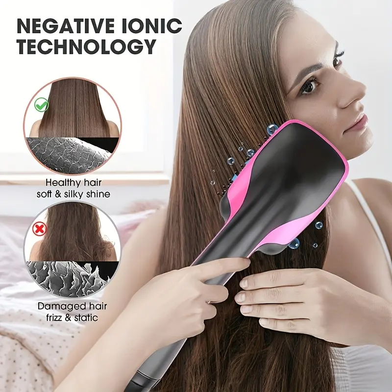 3-In-1 Hair Styling Tool, Curling & Straightening Brush, Multifunctional Hair Straightener, Easy-To-Use Us Plug, Perfect Mother's Day Gift, Ideal for All Hairstyles
