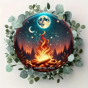 Halloween Room Decor "Bonfire" Metal Sign, Home & Outdoor Wall Art