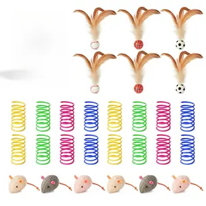 Cat Toys Pack for Indoor Cats, 28PCS Interactive Kitten Accessories with Feather Balls, Mice, Colorful Springs – Starter Kitten Toy Stuff Set, Bored Kitty Must-Have Supplies