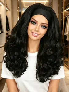 Burmese Curly Headband Wig, Kinky Straight Bouncy Loose Wave, Synthetic Half Wig, Glueless Easy Wear, Natural Fluffy Texture, Fashion Hair Wigs for Women