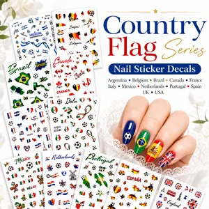 Women's men‘s ’2026 Soccer Tournament 3D Self-Adhesive Decals - Easy-Application Decorations for Gel Acrylic Nails (Beauty & Personal Care Nail Accessory)