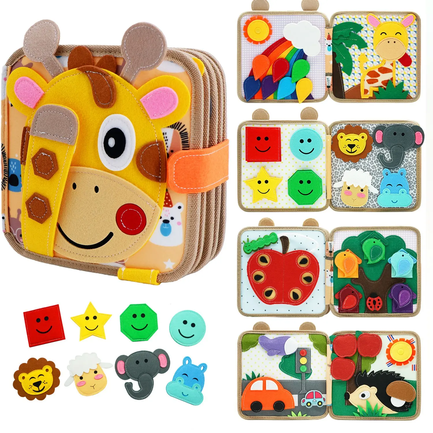 Montessori Busy Book Giraffe Busy Board, Toddler Busy Board Quiet Book, Fine Motor Skills Early Education Habits Knowledge Development Game, Toddler Education Sensory Toys, Preschool Activity Board, Preschool Learning Tool