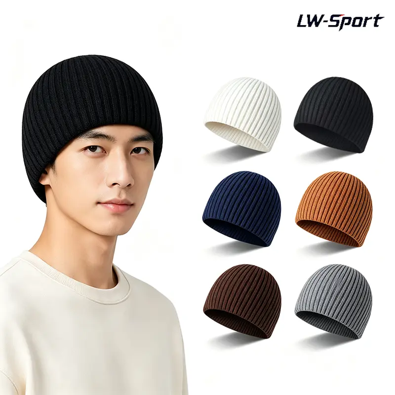 1Pc Ribbed Knit for Men Women, Unisex Short Fisherman Skull Cap, Warm Thermal Stretchy Cuffless Winter Hat, Low Profile Slim Fit Solid Color Skully Beanie for Daily Outdoor Streetwear Fall Winter