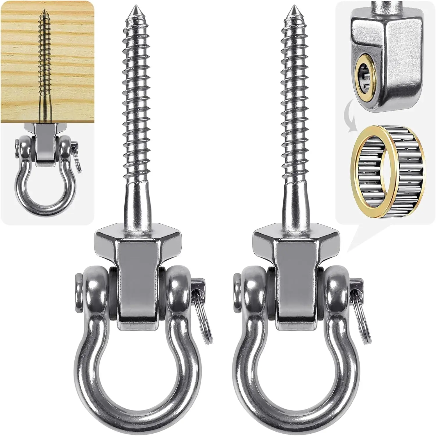 2Pcs Heavy Duty Swing Hanger, Porch Swing Hardware 304 Stainless Steel, 180° Rotation, Supports Up to 1500 lbs, Fits Porch Swings, Hammocks and Playground Swings - Home Improvement.