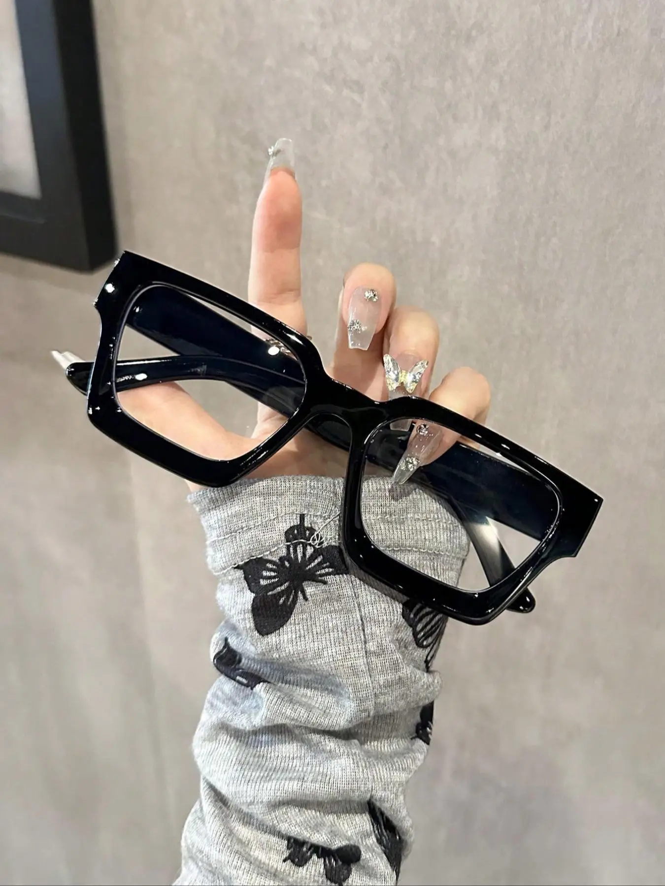 Unisex Simple Style Plain Color Square Frame Eyeglasses, Casual Trendy Eyeglasses for Everyday Use, Fashion Accessories for Outdoor Activities