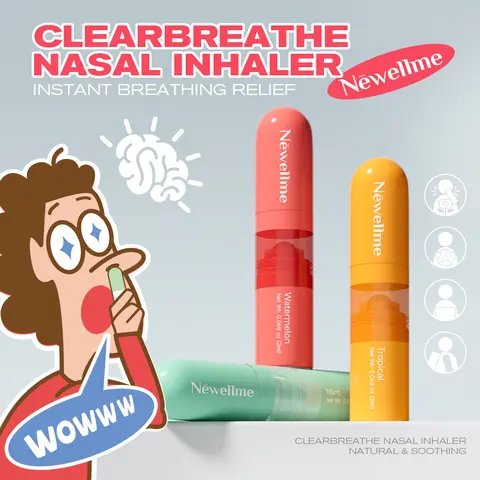 Newellme Nasal Stick (3 Pieces, 2ml Each) - Super Potent Essential Oil Aromatherapy Vapors for Adults, Energy Booster, Mint Wellness Treatment to Refresh, Alert, Combat Fatigue