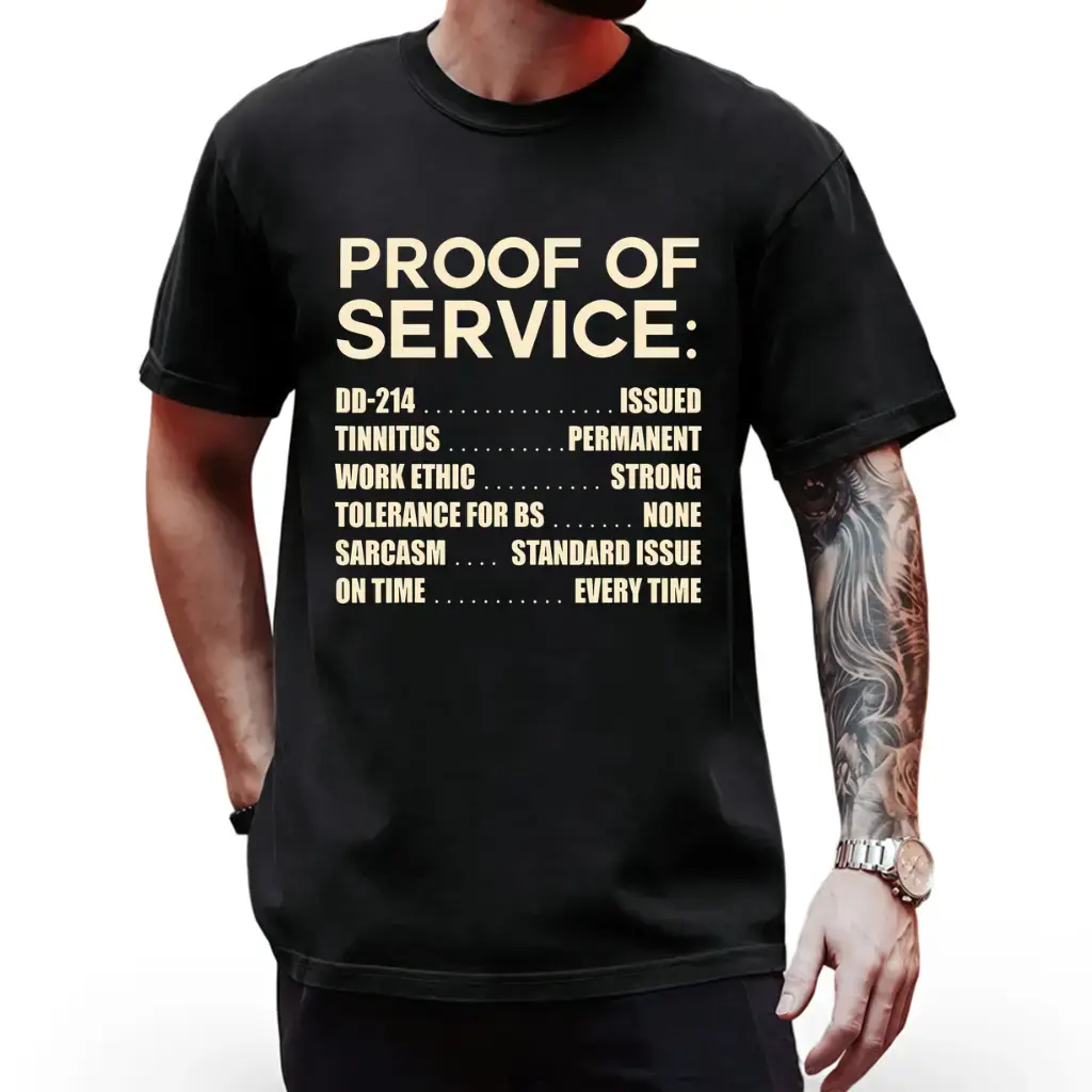 Tinnitus Strong Work Ethic Military Shirt with Official Proof of Service