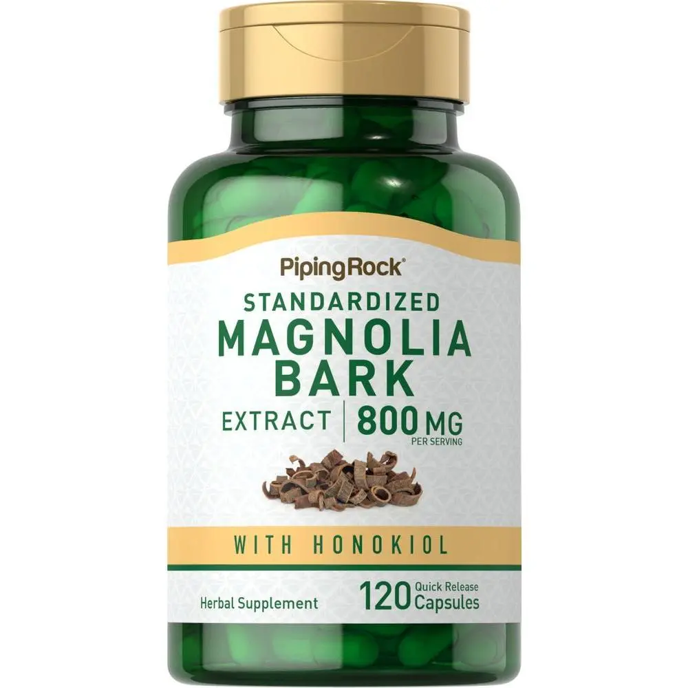 Piping Rock Magnolia Bark Extract 800mg | 120 Capsules | Standardized Herbal Supplement | with Honokiol | Non-GMO, Gluten Free