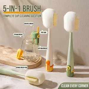 5-in-1 Bottle & Straw Cleaning Brush – Multifunctional Tool for Bottles, Cups & Straws, Perfect for Kitchen & Tableware Cleaning