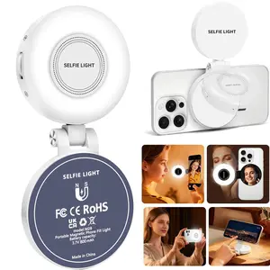 3-in-1 Magnetic Mirror Selfie Light - 360° LED Ring Light with MagSafe & Phone Stand | Rechargeable Fill Light for Makeup, TikTok, Zoom Calls Live Streaming, Video Calls, Gift, Compatible with iPhone 17