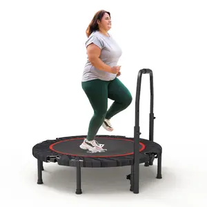 RELIFE 48 Inch Foldable Trampoline for Adults & Kids Adjustable Handle Bar 5-Level Height Indoor Garden Exercise Rebounder 440LBS Max Load Home Workout Essential