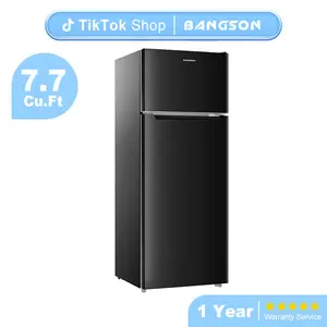BANGSON 7.7 Cu.Ft Refrigerator with Freezer, Double Door Refrigerator, Medium Capacity for Apartment/Family, Adjustable Thermostat, Energy Efficient, Quiet Operation, LED Interior Light, Gift Idea, Christmas Gift
