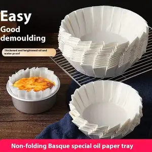 50pcs Non-Stick Basque Cheesecake Wax Paper, Foldable Cupcake Liners, Heat Resistant Baking Sheets for Parties Weddings Christmas Birthdays