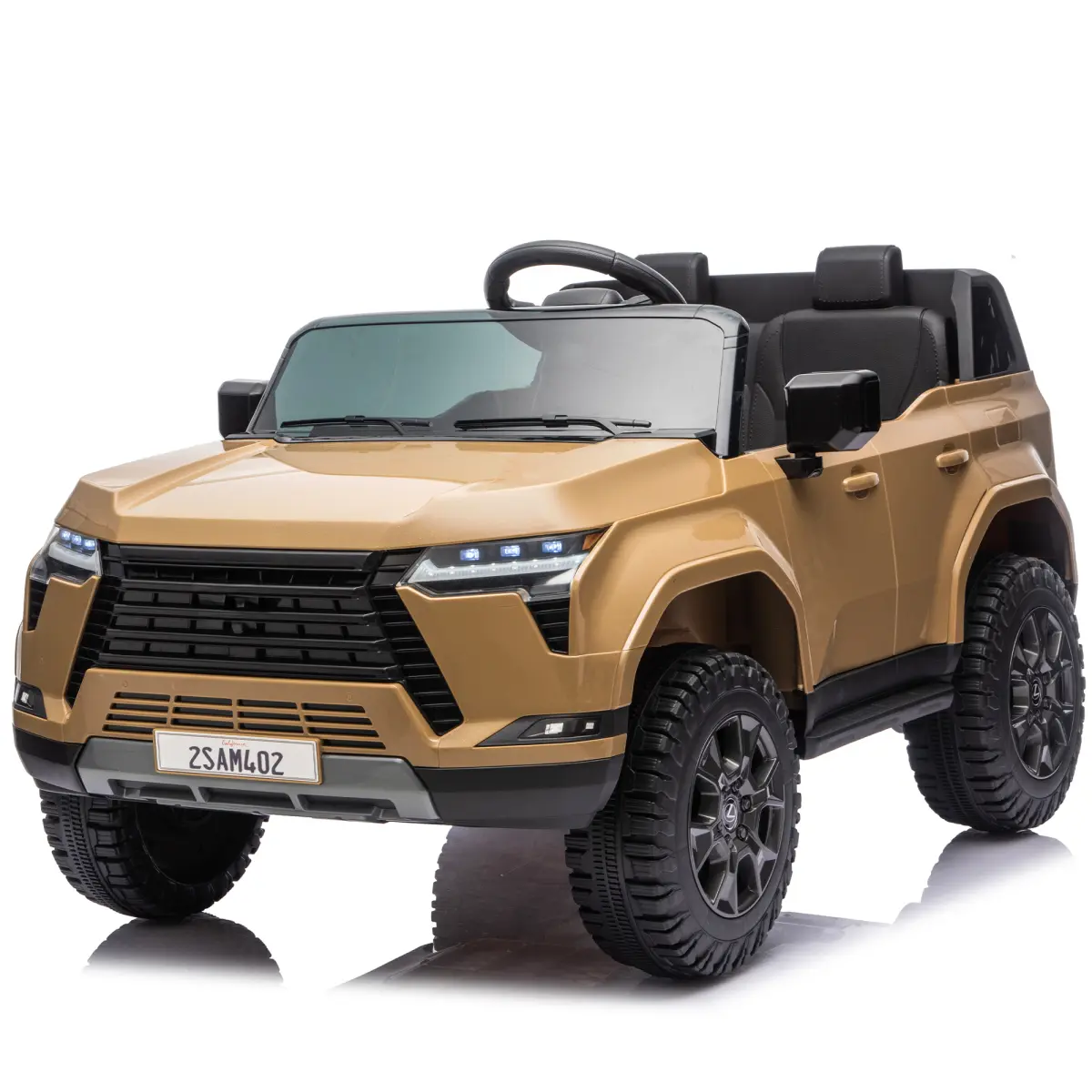 24V 2-Seater Lexus GX550 Kids Ride On Car - 2.4G Remote Control High Chassis Off-Road SUV, Dual Motor Powerful Drive, 4-Wheel Suspension Thick Rubber Tires, LED Lights Bluetooth Music, Safety Belt Adjustable Seat for 4-6 Years Old Outdoor Play