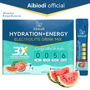 Aibiodi Watermelon Electrolyte Powder | Sugar-Free Hydration Drink Mix with 6 Essential Electrolytes & Vitamins for Daily Hydration, Workout & Active Lifestyle