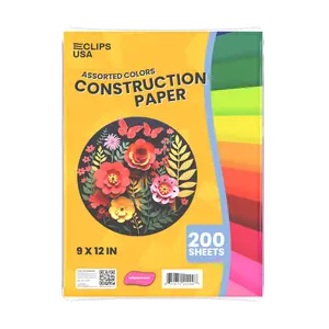 Construction Paper - 9 X 12 Inches, Assorted Colors, 200 Sheets