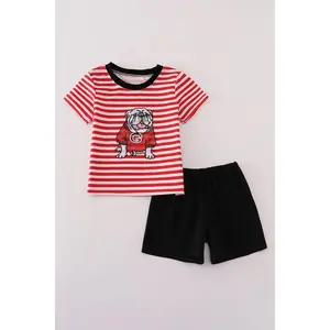 Red Georgia bulldog sequin stripe shorts set