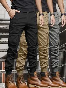 Men's Multi-Pocket Straight Leg Pants, Casual Outdoor Long Pants, Light Business Workwear, Daily Outdoor Street Style