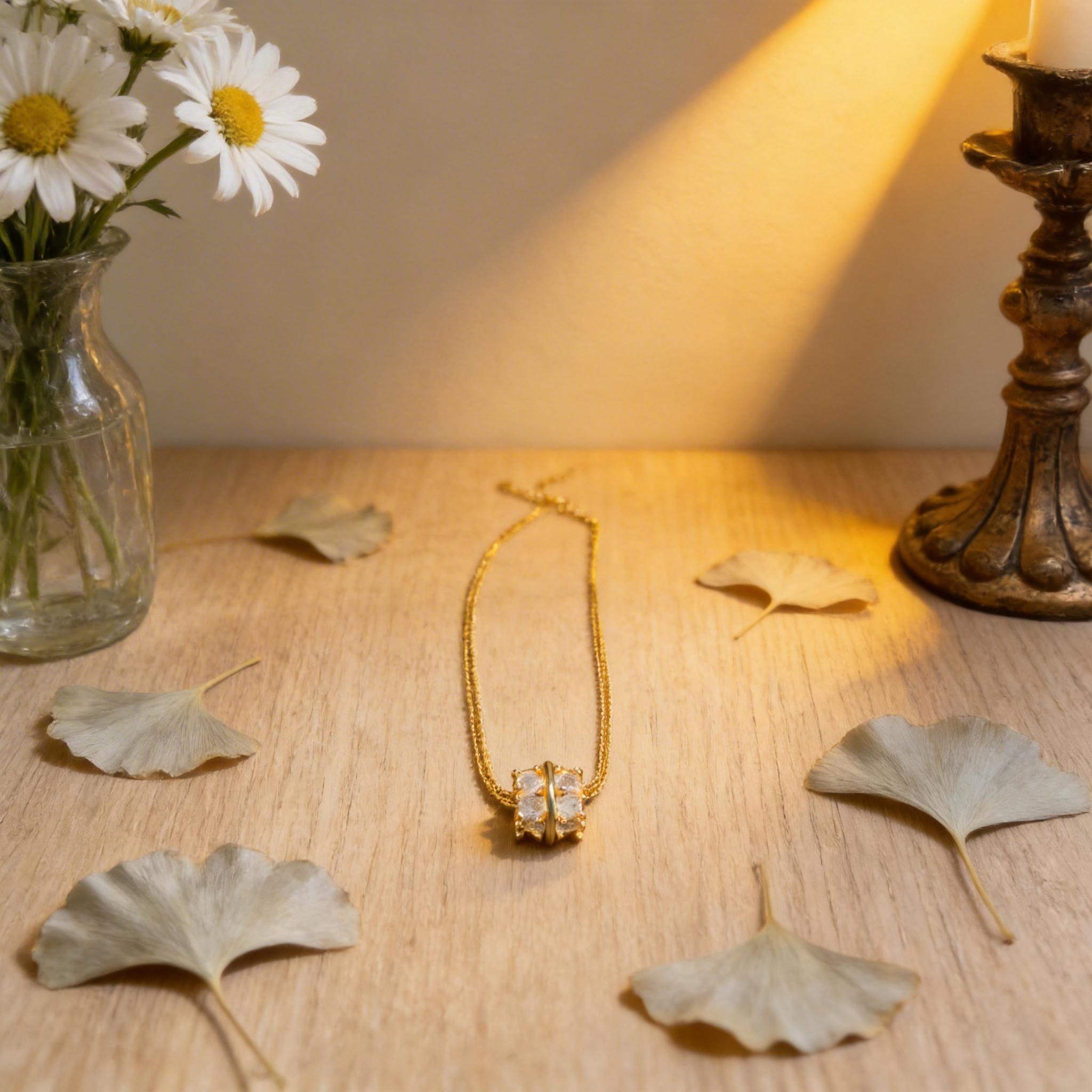 Trendy Hypoallergenic Gold CZ Waist Bead Double Chain Necklace, Stackable Sparkling Pendant, Y2K Aesthetic Jewelry for Women, Great for Layering, Daily Wear, Party & Festival