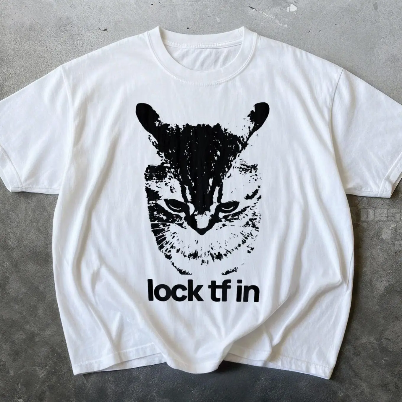 Lock TF In Cat Tshirt, Funny Gen Z Meme Shirt, Shitpost Graphic Y2k T Shirt