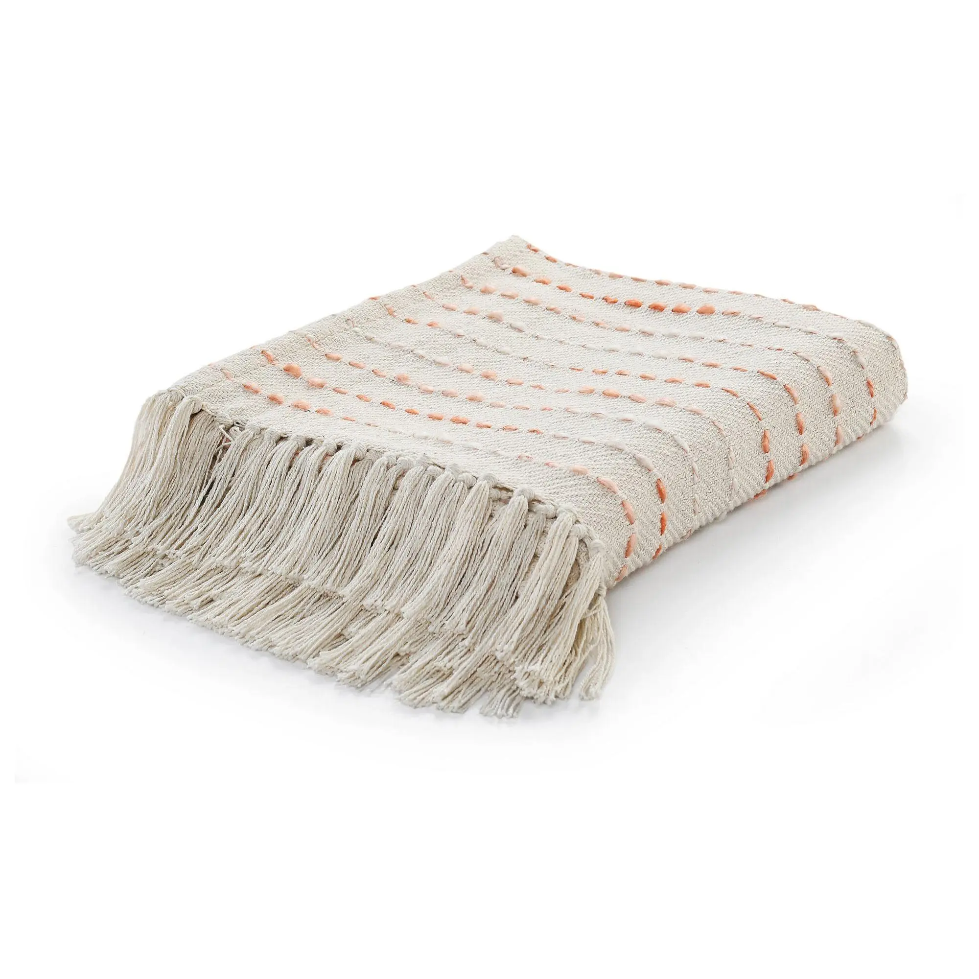 Ox Bay Striped Woven Cotton Blend Throw Blanket Ox Bay Striped Woven Cotton Blend Throw Blanket