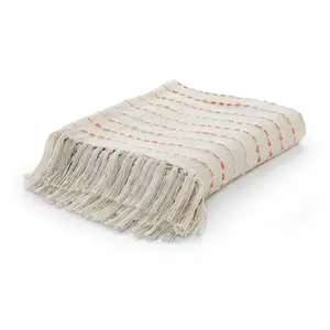Ox Bay Striped Woven Cotton Blend Throw Blanket