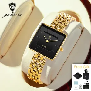 GOHUOS Simple Women Watch Business Middle East Classic Luxury Stainless Steel Couple Watch Waterproof Women Fashion Eleagant Quartz Clock Wristwatches