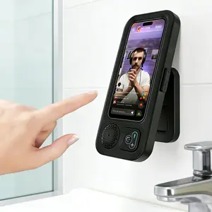 Waterproof touch screen phone case holder for bathroom, Bluetooth speaker for showering