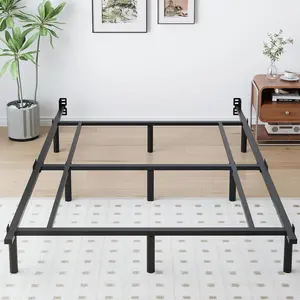 Metal Bed Frame, 7 Inch Low Heavy Duty Platform Bed Frames  Size for Box Spring and Mattress, Easy Assembly, Noise-Free, Adjustable, Black