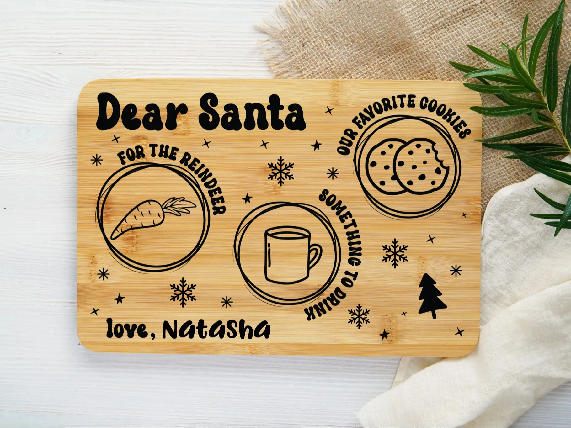 Custom Santa Cookie Plate | Christmas Eve Cookie Tray | Santa Cookie and Milk Platter | Wooden Farmhouse Cookie | Dear Santa Sign